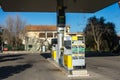 Italy, perfugas, sardegna, sassari, cagliari, 25 -02-2020 close up details of a petrol station with diesel petrol and super petrol