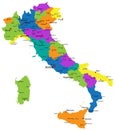 Colorful Italy political map with clearly labeled, separated layers