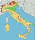 High detailed Italy physical map.