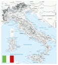 Italy Physical Map White and Grey