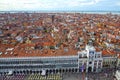 Italy. Piazza San Marco in Venice, view from the bell tower. Royalty Free Stock Photo