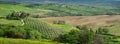 Italy, Pienza - April 24 2018: Beautiful Tuscan landscape with green hills at Podere Belvedere near Pienza Royalty Free Stock Photo