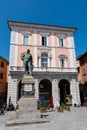 Italy, Pisa, Garibaldi Square with the statue of the general