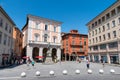 Italy, Pisa, Garibaldi Square with the statue of the general