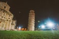 Italy, Pisa, July 21, 2013: Leaning tower in Pisa - Italy at night