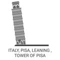 Italy, Pisa, Leaning , Tower Of Pisa travel landmark vector illustration