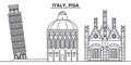 Italy, Pisa line skyline vector illustration. Italy, Pisa linear cityscape with famous landmarks, city sights, vector