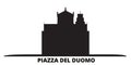 Italy, Pisa, Piazza Del Duomo city skyline isolated vector illustration. Italy, Pisa, Piazza Del Duomo travel black