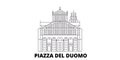 Italy, Pisa, Piazza Del Duomo line travel skyline set. Italy, Pisa, Piazza Del Duomo outline city vector illustration