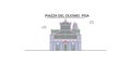 Italy, Pisa, Piazza Del Duomo tourism landmarks, vector city travel illustration