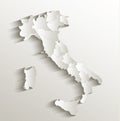 Italy political map card paper 3D natural