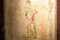 Italy, Pompeii - Roman house interior, antique fresco decoration, ancient wall