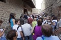 ITALY, POMPEII- SEPTEMBER 21, 2010: crowds of tourists in the ruins of Pompeii