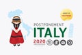 2020 Italy postponement carnival, festival, travel, game, sport, activities from virus covid warning concept . background Vector