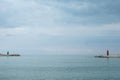 Italy, Puglia, the two lighthouses at the port Royalty Free Stock Photo