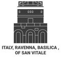 Italy, Ravenna, Basilica Of San Vitale travel landmark vector illustration