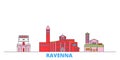 Italy, Ravenna City line cityscape, flat vector. Travel city landmark, oultine illustration, line world icons