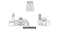 Italy, Ravenna City line travel skyline set. Italy, Ravenna City outline city vector illustration, symbol, travel sights