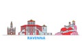 Italy, Ravenna line cityscape, flat vector. Travel city landmark, oultine illustration, line world icons