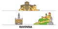 Italy, Ravenna flat landmarks vector illustration. Italy, Ravenna line city with famous travel sights, skyline, design.