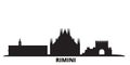 Italy, Rimini city skyline isolated vector illustration. Italy, Rimini travel black cityscape