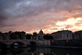 Italy, Roma, Vatican. Ponte Sant Angelo. View on the Basilica di San Pietro. Royalty Free Stock Photo