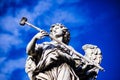 Italy, Rome, Castel Sant`Angelo, statue of Angelo with the spong