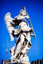 Italy, Rome, Castel Sant`Angelo, statue of Angelo with the spong Royalty Free Stock Photo