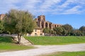 Italy- Rome- Circus Maximus ancient stadium and ruins on Palatine Hill Royalty Free Stock Photo