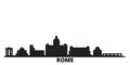 Italy, Rome City city skyline isolated vector illustration. Italy, Rome City travel black cityscape Royalty Free Stock Photo