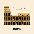 Italy, Rome, Coliseum, vector travel illustration, flat icon Royalty Free Stock Photo