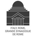 Italy, Rome, Grande Synagogue De Rome. travel landmark vector illustration