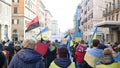 Italy, Rome, March 13, 2022. Photo with selective focus. Anti-war protest or rally against the invasion of Ukraine