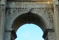 Italy, Rome, Piazza del Arco di Costantino, Arch of Constantine, the upper part of the arch with relief