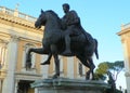 Italy, Rome, Piazza del Campidoglio, Palazzo Senatorio, the replica of the Equestrian Statue of Marcus Aurelius Royalty Free Stock Photo