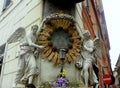 Italy, Rome, 82 Piazza di Trevi, statues of angels on the wall of the house Royalty Free Stock Photo