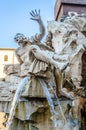 Italy, Rome Piazza Navona, the fountain of four rivers designed by G.L.Bernini....IMAGE