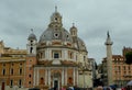 Italy, Rome, Piazza Venezia, church of Santa Maria di Loreto (chiesa Santa Maria di Loreto) and Trajan\'s Column Royalty Free Stock Photo