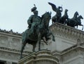 Italy, Rome, Piazza Venezia, equestrian statue of Vittorio Emanuele II near the memorial Royalty Free Stock Photo