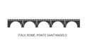 Italy, Rome, Ponte Sant'angelo, travel landmark vector illustration