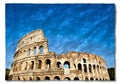 Italy, Rome - Roman Colosseum with blue sky, the most famus Italian landmark Royalty Free Stock Photo