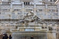 Sculpture of a man of white stone, located on the Venetian square in Rome, Europe Royalty Free Stock Photo