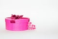pink gift box on a white background with flower Royalty Free Stock Photo