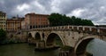 Ancient Ponte Sisto bridge standing over Tiber River in Rome, Italy Royalty Free Stock Photo