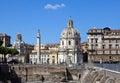 Italy. Rome. Trojan column, churches of Santa Maria di Loreto and Santissima Nome di Maria (Most Holy Name of Mary ),and ruins of