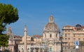 Italy. Rome. Trojan column, churches of Santa Maria di Loreto and Santissima Nome di Maria Most Holy Name of Mary and