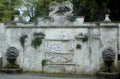 Italy, Rome, 2 Viale dell\'Aranciera, bas-relief and sculpture of a lion on the wall of the park