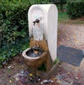 Italy, Rome, Viale della Fontana Rotonda, fountain with drinking water in the park of Villa Borghese Royalty Free Stock Photo