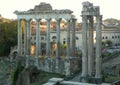 Italy, Rome, view of the ruins of the temple Temple of Vespasian and Titus (Tempio di Vespasiano e Tito