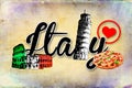 Italy Rome vintage art design illustration